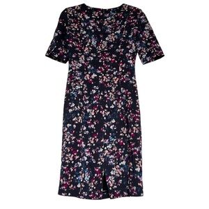 LK Bennett Polena Floral Dress Women's Size 4 Black Sheath Lined Career Workwear